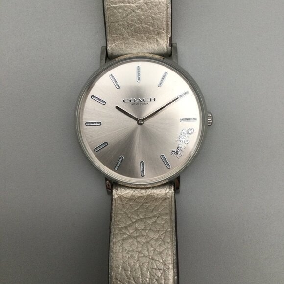 Coach Perry Watch Women 36mm Silver Tone Champagne Leather Band New Battery main image 10